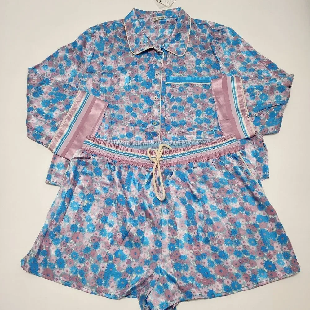 Intimately Free People - M, XL - Pillow Talk Satin PJ‎ Short Set - cool lavender